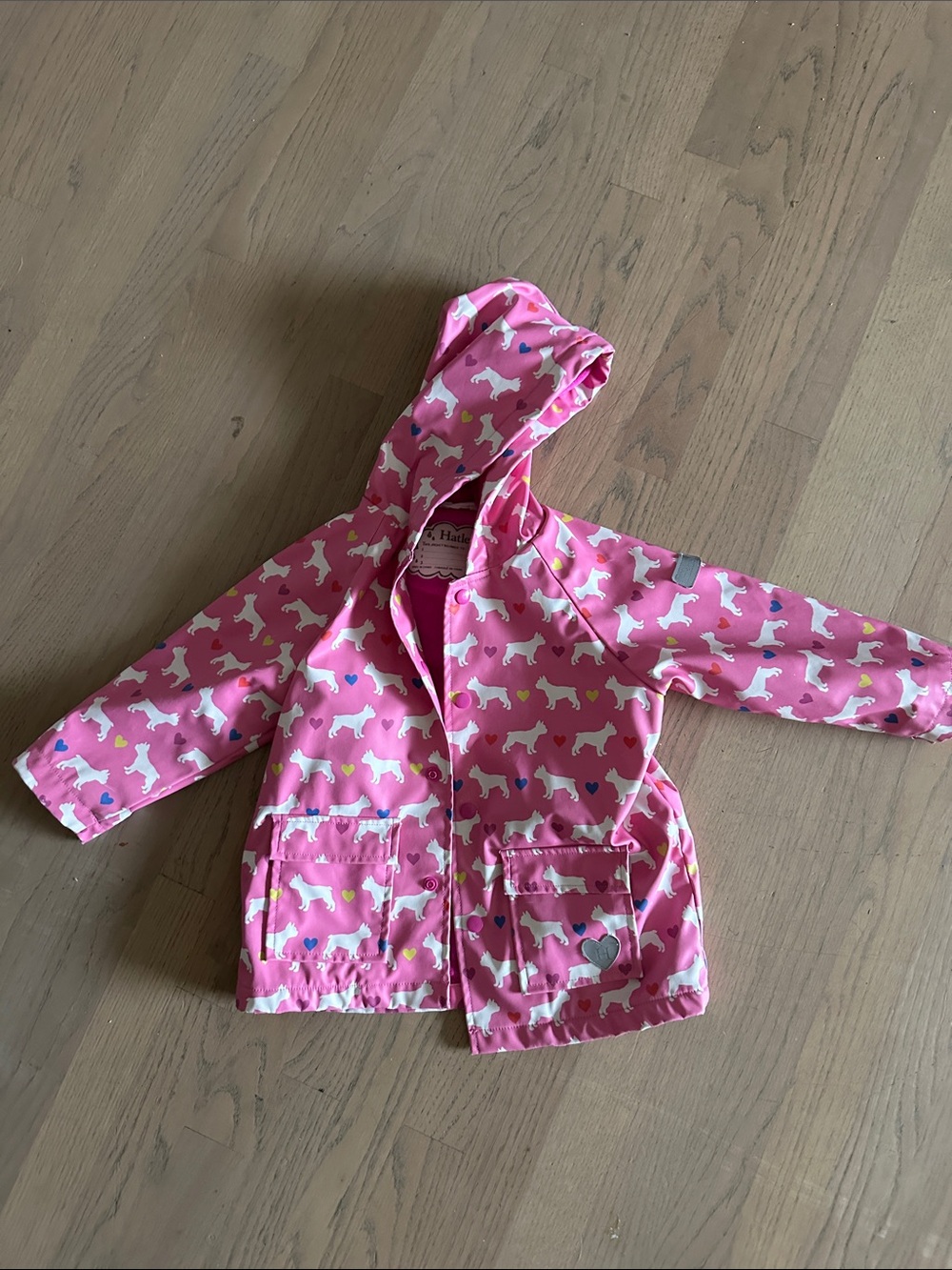 Hatley Pink Dog & Heart Hooded Raincoat